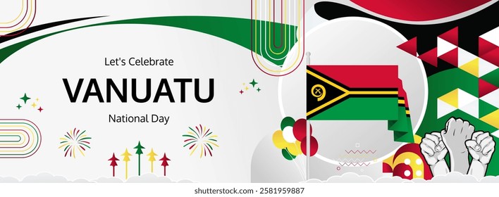 Vanuatu Independence Day festive banner. 30 July is celebrated as National Day of Vanuatu. Celebration poster design for holidays, greetings, header, travel, and sale