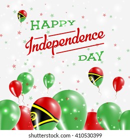 Vanuatu Independence Day Patriotic Design. Balloons in Ni-Vanuatu National Colors. Happy Independence Day Vanuatu Vector Greeting Card.