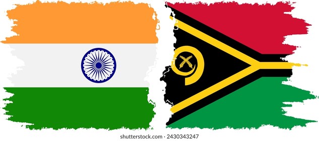 Vanuatu e India grunge banderas de conexión, vector