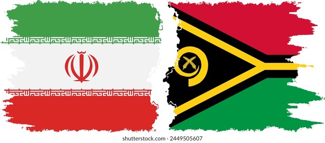 Vanuatu and Iran grunge flags connection, vector