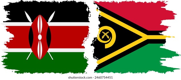 Banderas grunge de Vanuatu y Kenia conexión, Vector
