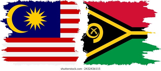 Vanuatu y Malasia grunge banderas de conexión, vector