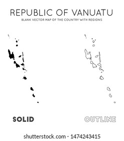 Vanuatu map. Blank vector map of the country with regions. Borders of Vanuatu for your infographic. Vector illustration.