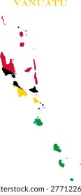 Vanuatu Map Flag Oceania Pacific National Vector Outline Country
