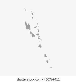 Vanuatu map in gray on a white background