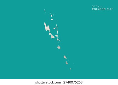 Vanuatu Map - Green and Gray Polygon Vector Illustration, Low Poly Geometric Design with Clean Minimal Style on Solid Background for Infographic Use.