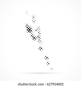 Vanuatu map in halftone. Dotted illustration isolated on a white background.
Vector illustration.
