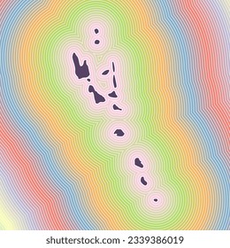 Icono de mapa de Vanuatu. Forma de campo en el fondo de degradado rayado radiante. Afiche vibrante de Vanuatu. Ilustración vectorial atractiva.