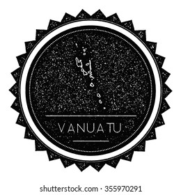 Vanuatu Map Label with Retro Vintage Styled Design. Hipster grungy insignia vector illustration