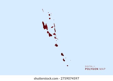Vanuatu Map - Low poly polygon map in deep red gradient on light blue background, modern minimal geometric design, vector illustration with faceted triangulated style.