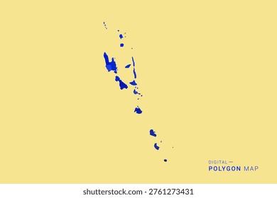 Vanuatu Map - Low poly polygon map in deep blue gradient on soft beige background, modern minimal geometric design, clean abstract vector illustration with faceted triangulated style.