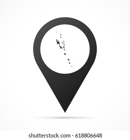Vanuatu Map on location pin. Map pointer isolated on a white background.
Conceptual vector illustration.