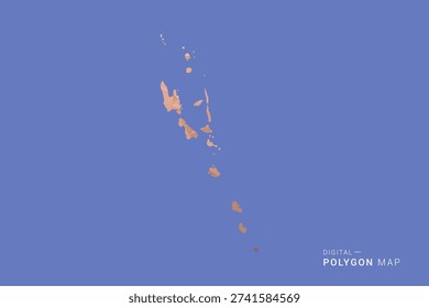 Vanuatu Map - Orange Polygon Vector Illustration on Deep Blue Background, Low Poly Geometric Design, Modern Abstract Country Silhouette for Infographics and Presentation Use.