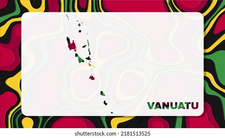 Vanuatu Map with Paper Cut Waves Background Shape perfect for Greeting Card, Desktop Wallpaper, and Banner