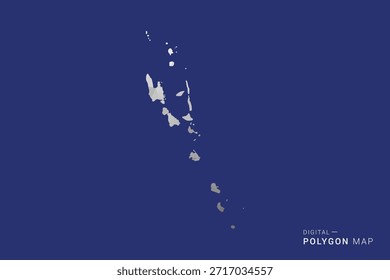 Mapa de Vanuatu - Polígono Branco e Preto mapa Estilo Ilustração Vetor, Projeto Geométrico de Poli Baixo, Isolado no Fundo azul.