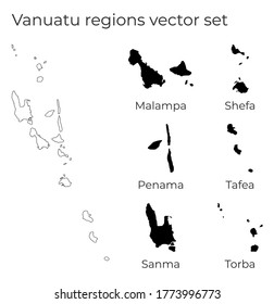 Vanuatu map with shapes of regions. Blank vector map of the Country with regions. Borders of the country for your infographic. Vector illustration.