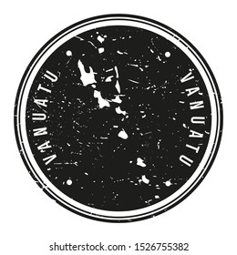 Vanuatu Map Symbol. Round Design Stamp. Travel and Business Vector.