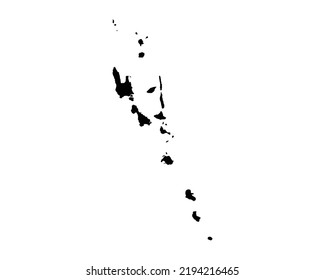 Vanuatu Map. Vanuatuan Country Map. Black and White National Nation Geography Outline Border Boundary Territory Shape Vector Illustration EPS Clipart