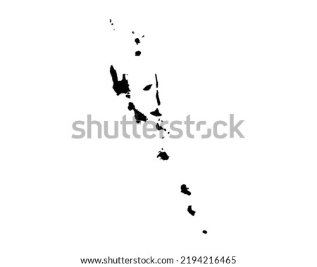 Vanuatu Map. Vanuatuan Country Map. Black and White National Nation Geography Outline Border Boundary Territory Shape Vector Illustration EPS Clipart