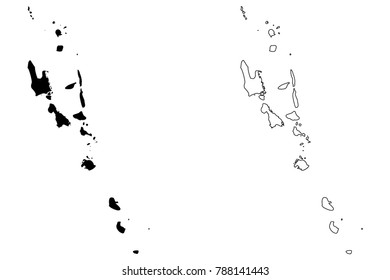 Vanuatu map vector illustration, scribble sketch Republic of Vanuatu, New Hebrides,