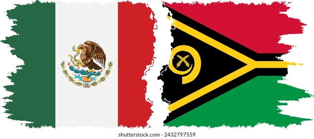 Vanuatu y México grunge banderas de conexión, vector