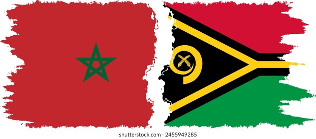 Banderas grunge de Vanuatu y Marruecos conexión, Vector