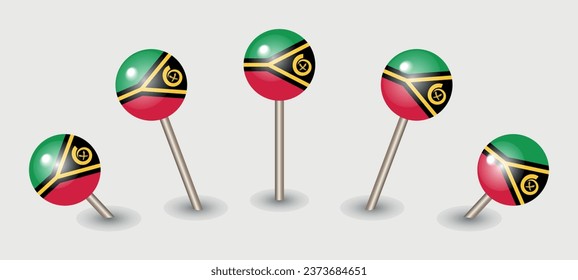 Vanuatu national flag map marker pin icon illustration