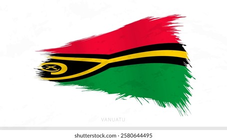 Vanuatu National Flag with Textured Brush Strokes. Artistic Brush Stroke Design.