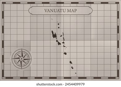 Mapa clásico de Vanuatu. Estilo de papel de mapa antiguo de Antiguas.