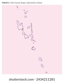 Mapa del país de Vanuatu. Detalles altos. Estilo de esquema. Forma de Vanuatu. Ilustración vectorial.