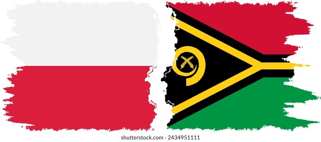 Vanuatu y Polonia grunge banderas de conexión, vector