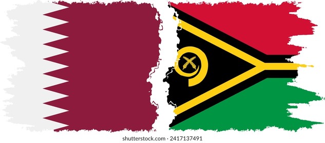 Conexión de banderas onduladas de Vanuatu y Qatar, vector