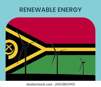 Vanuatu renewable energy, environmental and ecological energy idea, wind turbine with Vanuatu flag, electrical industry, alternative solar power