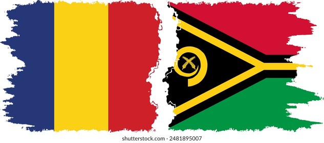 Banderas grunge de Vanuatu y Rumania conexión, Vector