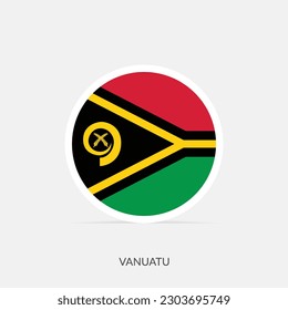 Vanuatu round flag icon with shadow.