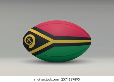 Vanuatu rugby ball featuring the national flag design on a gray background