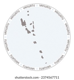Vanuatu shape radial arcs. Country round icon. Vanuatu logo design poster. Attractive vector illustration.