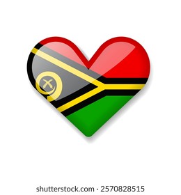 Vanuatu - Shiny Flag in the Form of Heart. Vector Illustration.