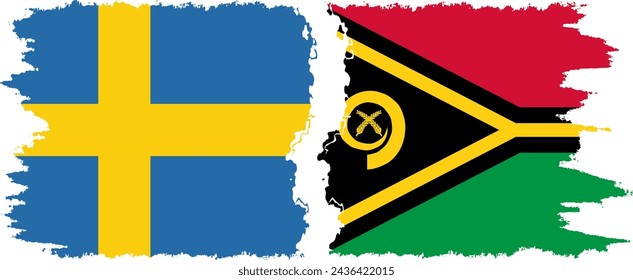 Vanuatu y Suecia grunge banderas de conexión, vector