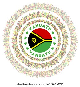 Vanuatu symbol. Radiant country flag with colorful rays. Shiny sunburst with Vanuatu flag. Captivating vector illustration.