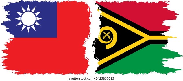 Vanuatu y Taiwán grunge banderas de conexión, vector