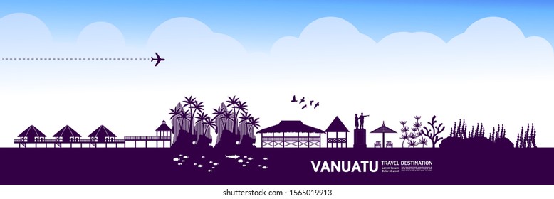 Vanuatu travel destination grand vector illustration.