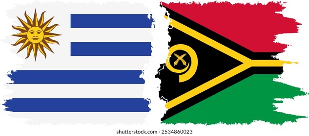 Conexión de banderas grunge de Vanuatu y Uruguay, Vector