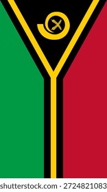 Bandera de Vertical de Vanuatu en colores oficiales, dimensiones y Relación de aspecto. Bandera de Vector que simboliza el orgullo nacional, la identidad, el patrimonio, el patriotismo y la autoridad