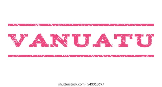 Vanuatu watermark stamp. Text tag between horizontal parallel lines with grunge design style. Rubber seal stamp with dirty texture. Vector pink color ink imprint on a white background.