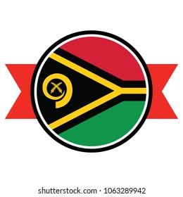 Vanuatuan flag in glossy round button of icon. flag logo of Vanuatuan emblem isolated on white background, Vanuatuan national concept sign, Vector illustration.