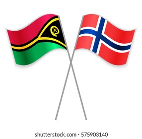 Vanuatuan and Norwegian crossed flags. Vanuatu combined with Norway isolated on white. Language learning, international business or travel concept.