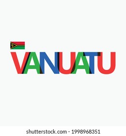 Vanuatu's colorful typography with its vectorized national flag. Oceanian and Melanesian country typography.