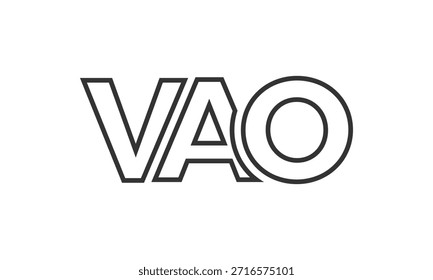 Modelo de design de logotipo VAO com texto em negrito forte e moderno. Logotipo vetorial inicial com tipografia simples e mínima. Identidade de empresa moderna ideal para a presença de marca de empresas.