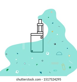 Vape art concept. Vector poster or trendy background with smoking device icon.